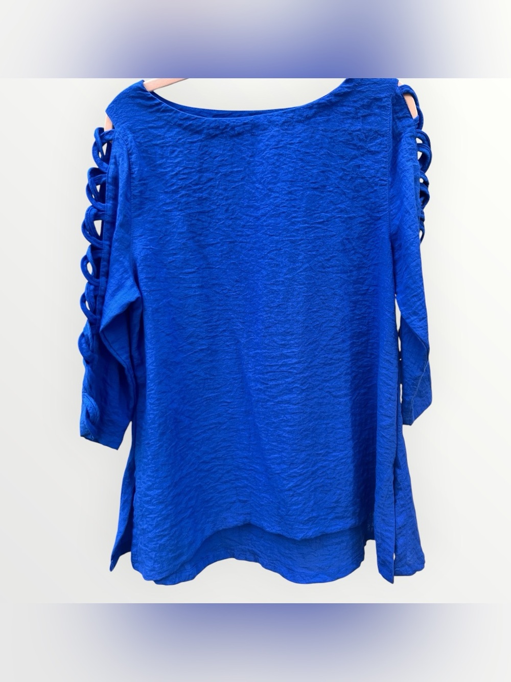 Lulu-B Royal Blue | Cold Shoulder 3/4 Sleeve Top | Size Small